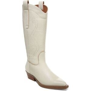 FRANCO SARTO Womens Putty Beige  Pull-Tabs Liandra Leather Cowboy Boots 6 M